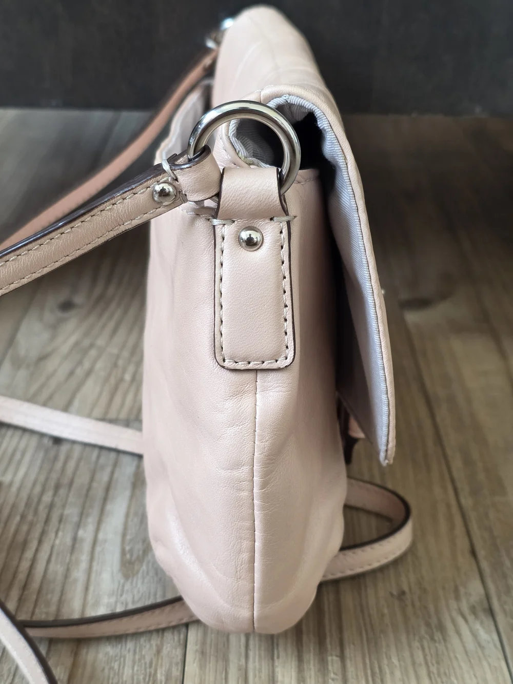 Coach Blush Pink Leather Crossbody with Gold-Tone Buckle
